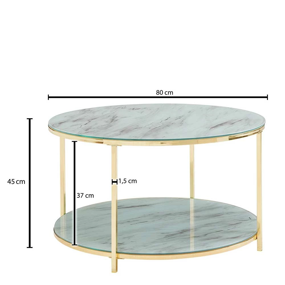 Runder Sofatisch Mit Glasplatten In Marmor Optik - Julietta 5 Runder Sofatisch Mit Glasplatten In Marmor Optik - Julietta – Bild 5