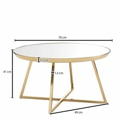 Runder Spiegelglas Couchtisch Mit Bügelgestell - Hoxtona 9 Runder Spiegelglas Couchtisch Mit Bügelgestell - Hoxtona -Bouquet-shop runder spiegelglas couchtisch mit buegelgestell in gold aus stahl hoxtona 04