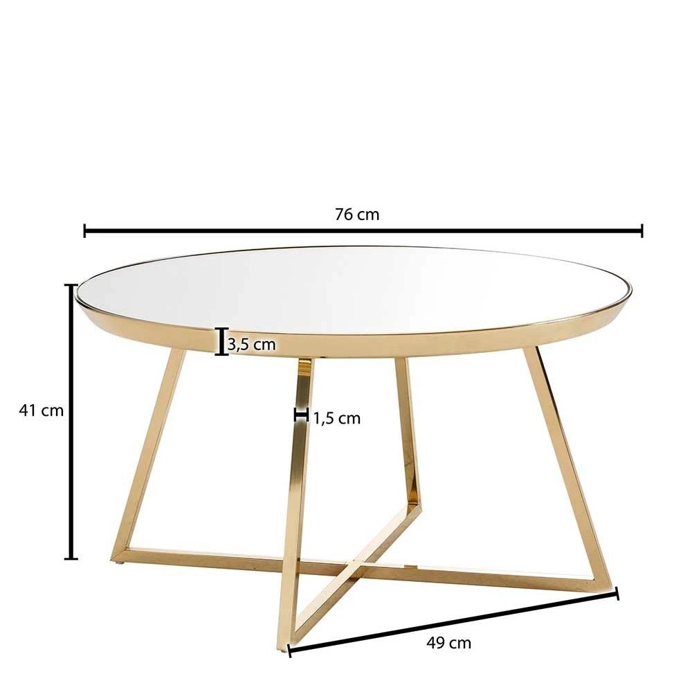 Runder Spiegelglas Couchtisch Mit Bügelgestell - Hoxtona 5 Runder Spiegelglas Couchtisch Mit Bügelgestell - Hoxtona – Bild 5