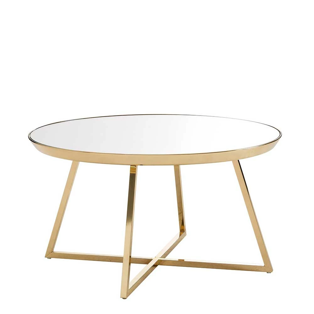 Runder Spiegelglas Couchtisch Mit Bügelgestell - Hoxtona 1 Runder Spiegelglas Couchtisch Mit Bügelgestell - Hoxtona