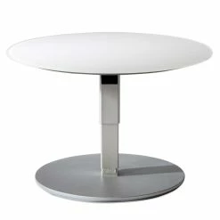 Runder Weißglas Wohnzimmertisch Höhenverstellbar - Hoku