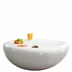 Runder Wohnzimmer Designtisch In Weiß Glänzend - Profi