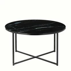 Alternative view of Runder Wohnzimmer Glastisch In Marmor Schwarz - Adiana