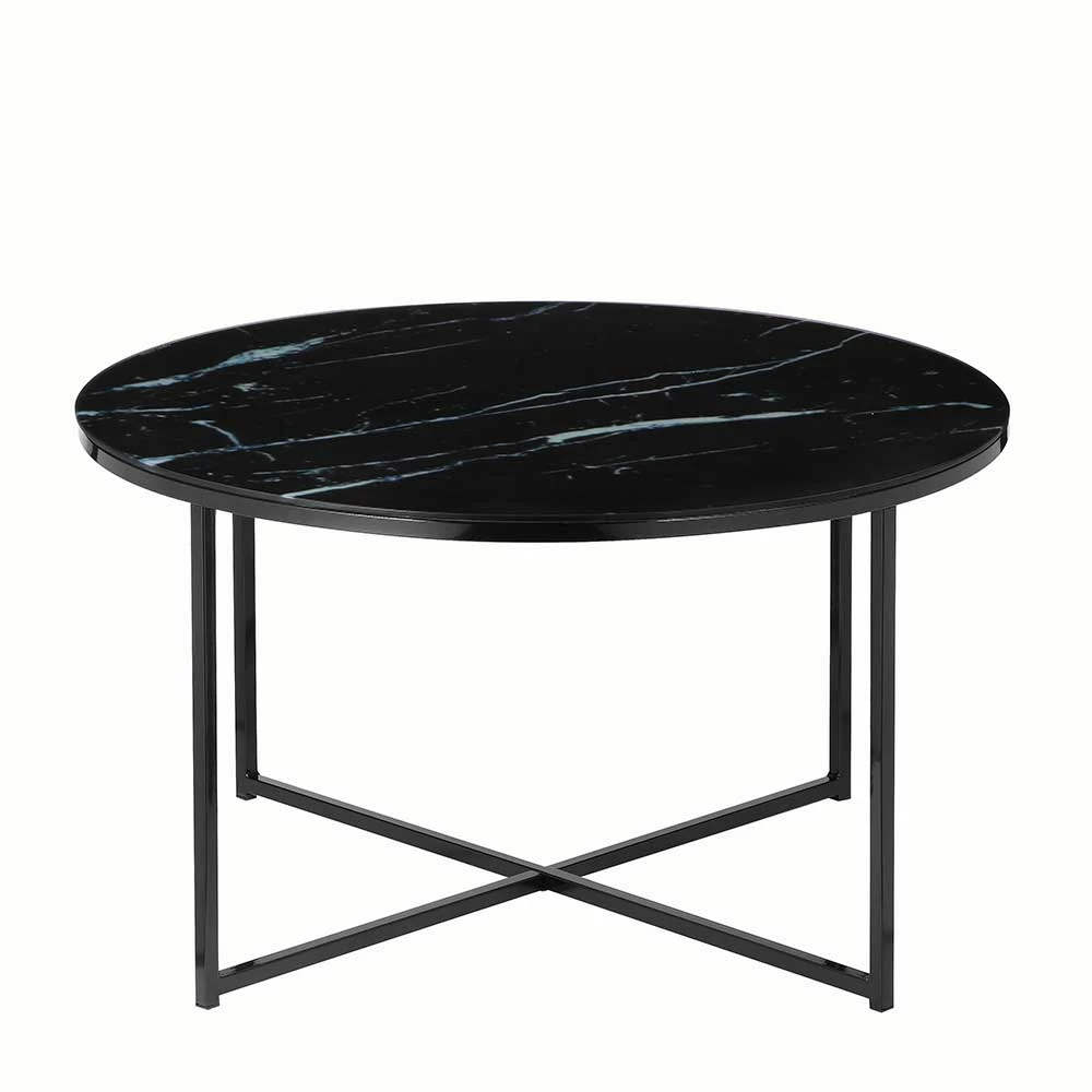 Runder Wohnzimmer Glastisch In Marmor Schwarz - Adiana 2 Runder Wohnzimmer Glastisch In Marmor Schwarz - Adiana – Bild 2