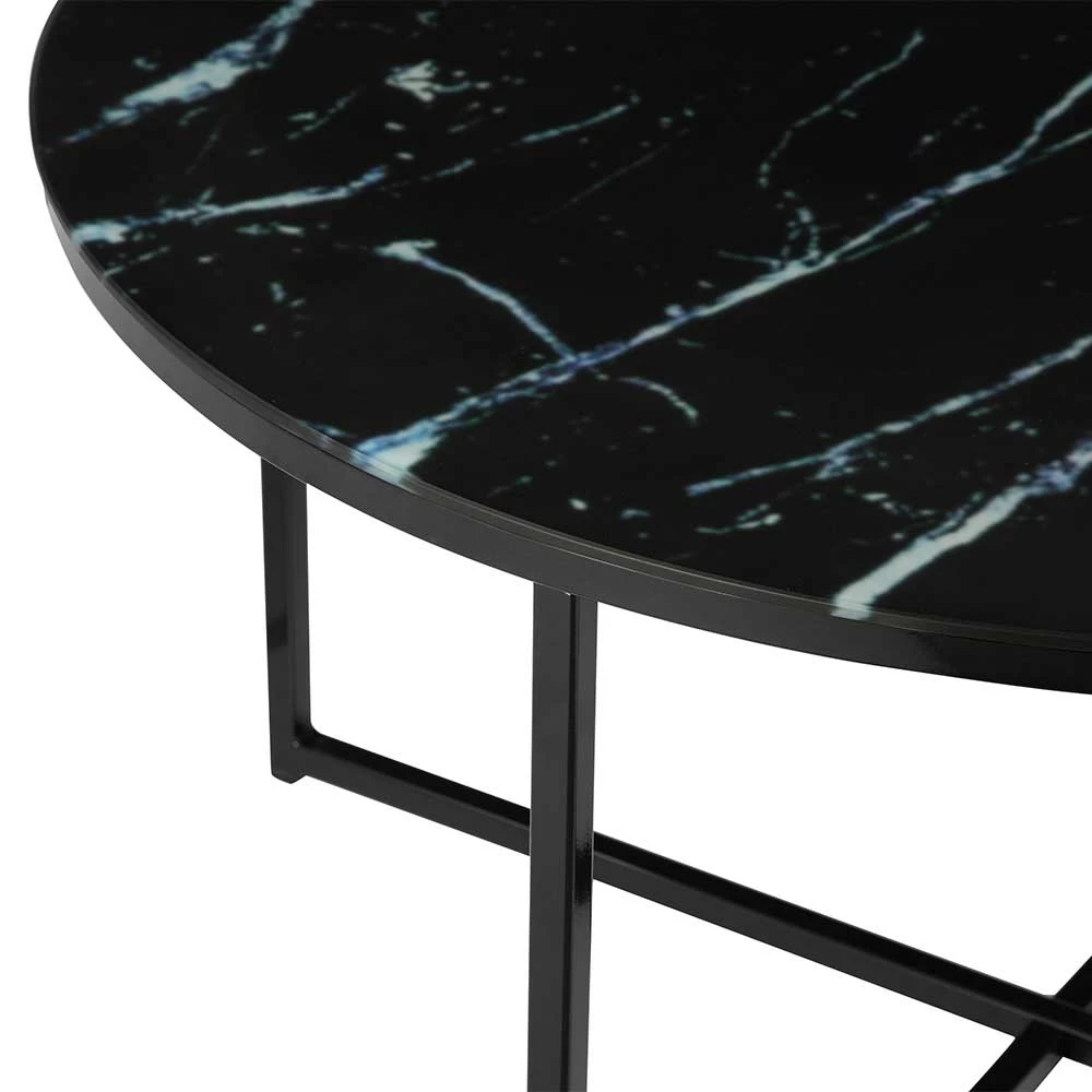 Runder Wohnzimmer Glastisch In Marmor Schwarz - Adiana 3 Runder Wohnzimmer Glastisch In Marmor Schwarz - Adiana – Bild 3