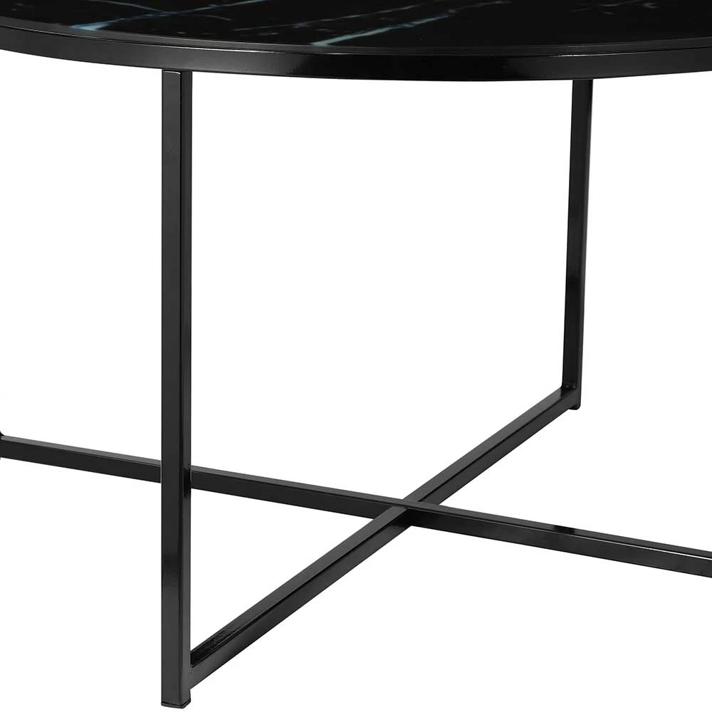Runder Wohnzimmer Glastisch In Marmor Schwarz - Adiana 4 Runder Wohnzimmer Glastisch In Marmor Schwarz - Adiana – Bild 4