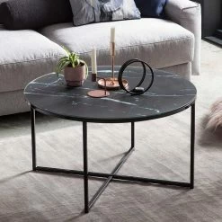 Runder Wohnzimmer Glastisch In Marmor Schwarz - Adiana 9 Runder Wohnzimmer Glastisch In Marmor Schwarz - Adiana -Bouquet-shop runder wohnzimmer glastisch in marmor schwarz mit buegelgestell adiana 04