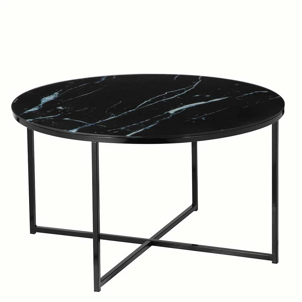 Runder Wohnzimmer Glastisch In Marmor Schwarz - Adiana 1 Runder Wohnzimmer Glastisch In Marmor Schwarz - Adiana