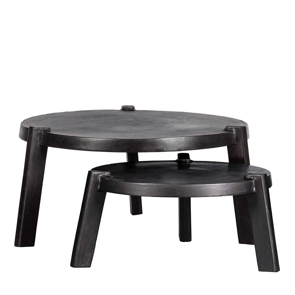 Rundes Industrial Couchtisch Set - Sobotta (zweiteilig) – Bild 2