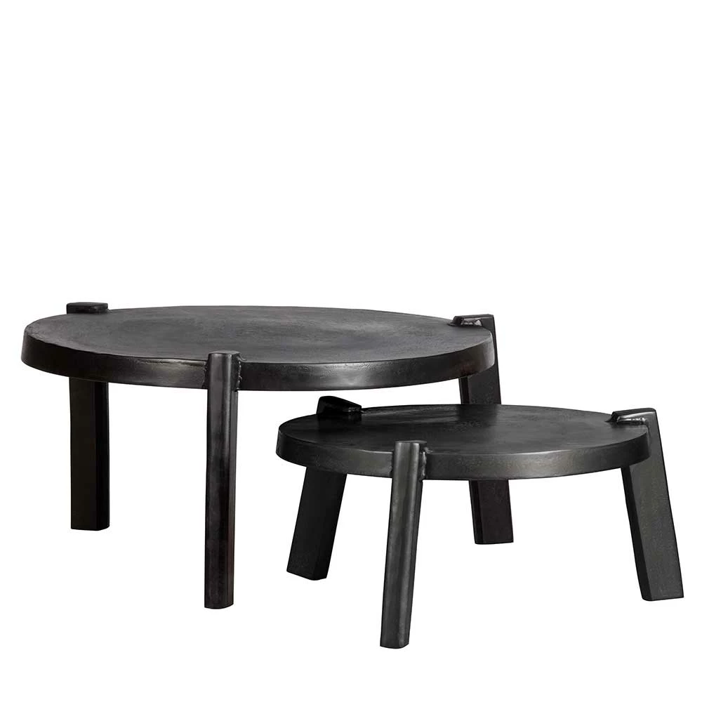 Rundes Industrial Couchtisch Set - Sobotta (zweiteilig)