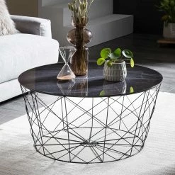 Alternative view of Schwarzer Couchtisch In Marmor-Optik Glas - Salsola