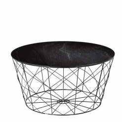 Schwarzer Couchtisch In Marmor-Optik Glas - Salsola
