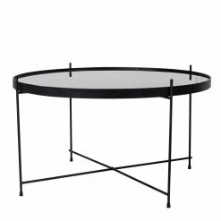 Schwarzer Glas Wohnzimmertisch In Rund 70 Cm - Chroma