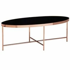 Schwarzglas Couchtisch In 110x56 Oval - Fabolie