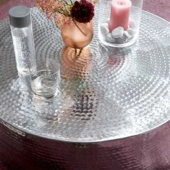 Silberner Design-Couchtisch Handgearbeitet - Masao -Bouquet-shop silberner design couchtisch handgearbeitet aus aluminium masao 02