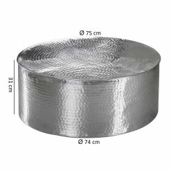 Silberner Design-Couchtisch Handgearbeitet - Masao -Bouquet-shop silberner design couchtisch handgearbeitet aus aluminium masao 04
