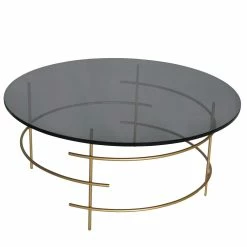 Sofatisch Aus Rauchglas & Metall Goldfarben - Crontone