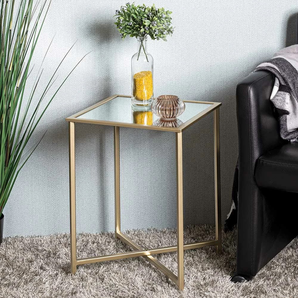 Spiegelglas Couchtisch Mit Metallgestell - Remona 3 Spiegelglas Couchtisch Mit Metallgestell - Remona – Bild 3
