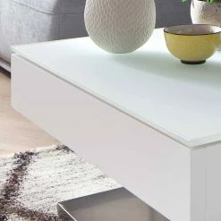 Stauraum Couchtisch In Weiß Mit Glasplatte Leoda & Säulengestell -Bouquet-shop stauraum couchtisch in weiss mit glasplatte saeulengestell 75x75cm leoda 04
