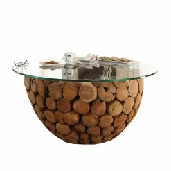 Ungewöhnlicher Couchtisch Eradis Mit Runder Glasplatte