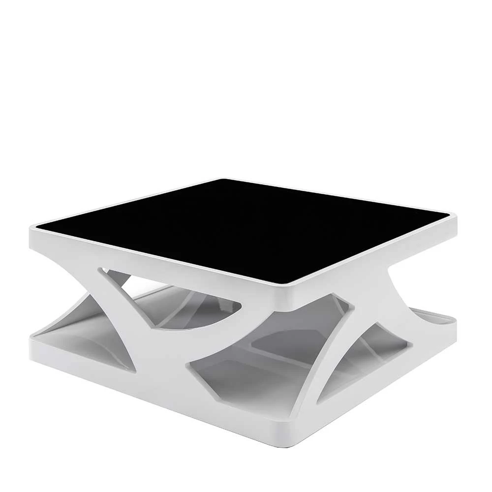 Weißer Hochglanz Couchtisch Mit Schwarzglas - Yunike 1 Weißer Hochglanz Couchtisch Mit Schwarzglas - Yunike