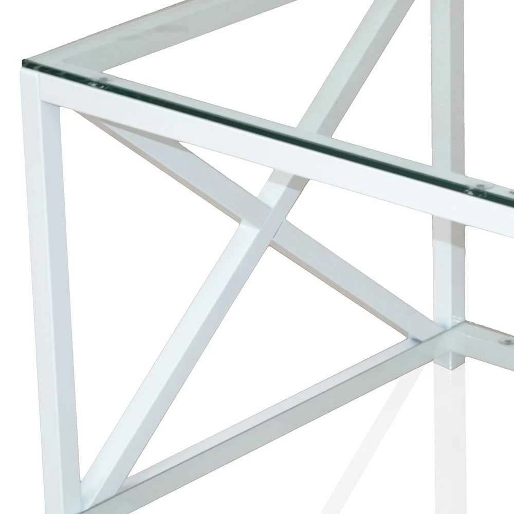 Weißer Metall Designtisch Vizz Mit Zwei Glasplatten 3 Weißer Metall Designtisch Vizz Mit Zwei Glasplatten – Bild 3
