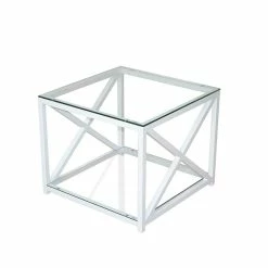 Weißer Metall Designtisch Vizz Mit Zwei Glasplatten