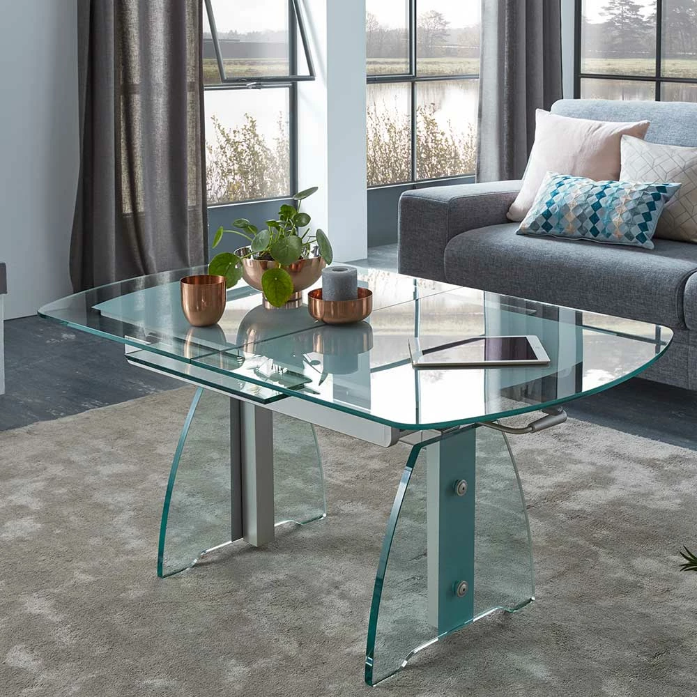 Wohnzimmer Funktionstisch Aus Glas Mit Auszug - Zogaria 2 Wohnzimmer Funktionstisch Aus Glas Mit Auszug - Zogaria – Bild 2