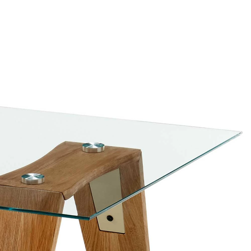 Wohnzimmer Glastisch Mit Ablage & Holzbeinen - Jannik 4 Wohnzimmer Glastisch Mit Ablage & Holzbeinen - Jannik – Bild 4