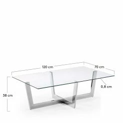 Wohnzimmertisch Mit Platte Aus Glas - Cinandra -Bouquet-shop wohnzimmertisch mit platte aus glas chrom gestell 120x70 cm cinandra 02