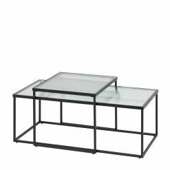 Zweisatz Couchtisch Aus Strukturglas - Zyricos (zweiteilig)