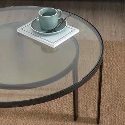 Zweisatz Glastisch Fürs Wohnzimmer - Cavio (zweiteilig) -Bouquet-shop zweisatz glastisch fuers wohnzimmer mit runden tischplatten cavio 03