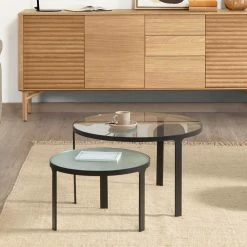 Zweisatz Glastisch Fürs Wohnzimmer - Cavio (zweiteilig) -Bouquet-shop zweisatz glastisch fuers wohnzimmer mit runden tischplatten cavio 05