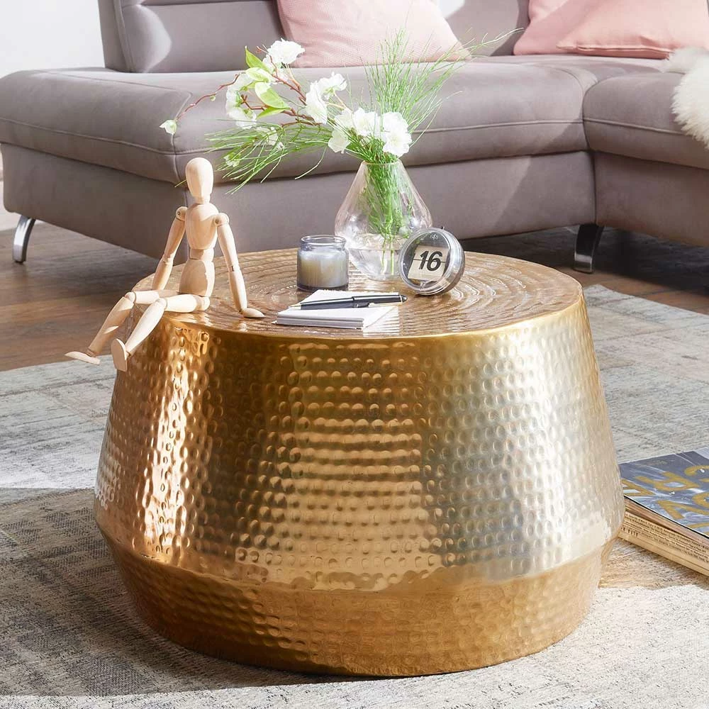 Zylinderform Sofatisch In Gold Lackiert - Dronja 2 Zylinderform Sofatisch In Gold Lackiert - Dronja – Bild 2